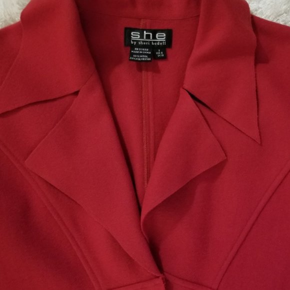 She by Sheri Bodell Womens Long Red Coat, Sz 6, Collector's Item, From $498, New - Picture 3 of 10